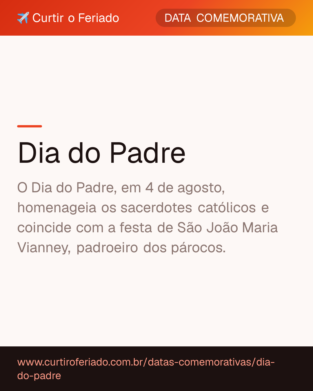 Dia do Padre — Curtir o Feriado (https://www.curtiroferiado.com.br/datas-comemorativas/dia-do-padre)