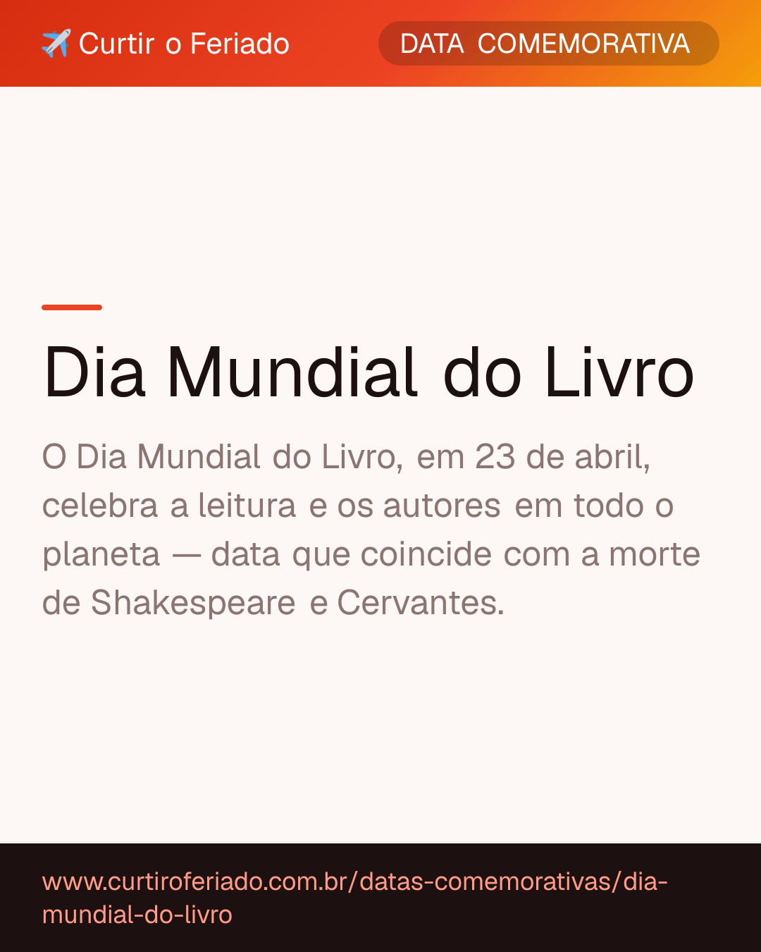 Dia Mundial do Livro — Curtir o Feriado (https://www.curtiroferiado.com.br/datas-comemorativas/dia-mundial-do-livro)