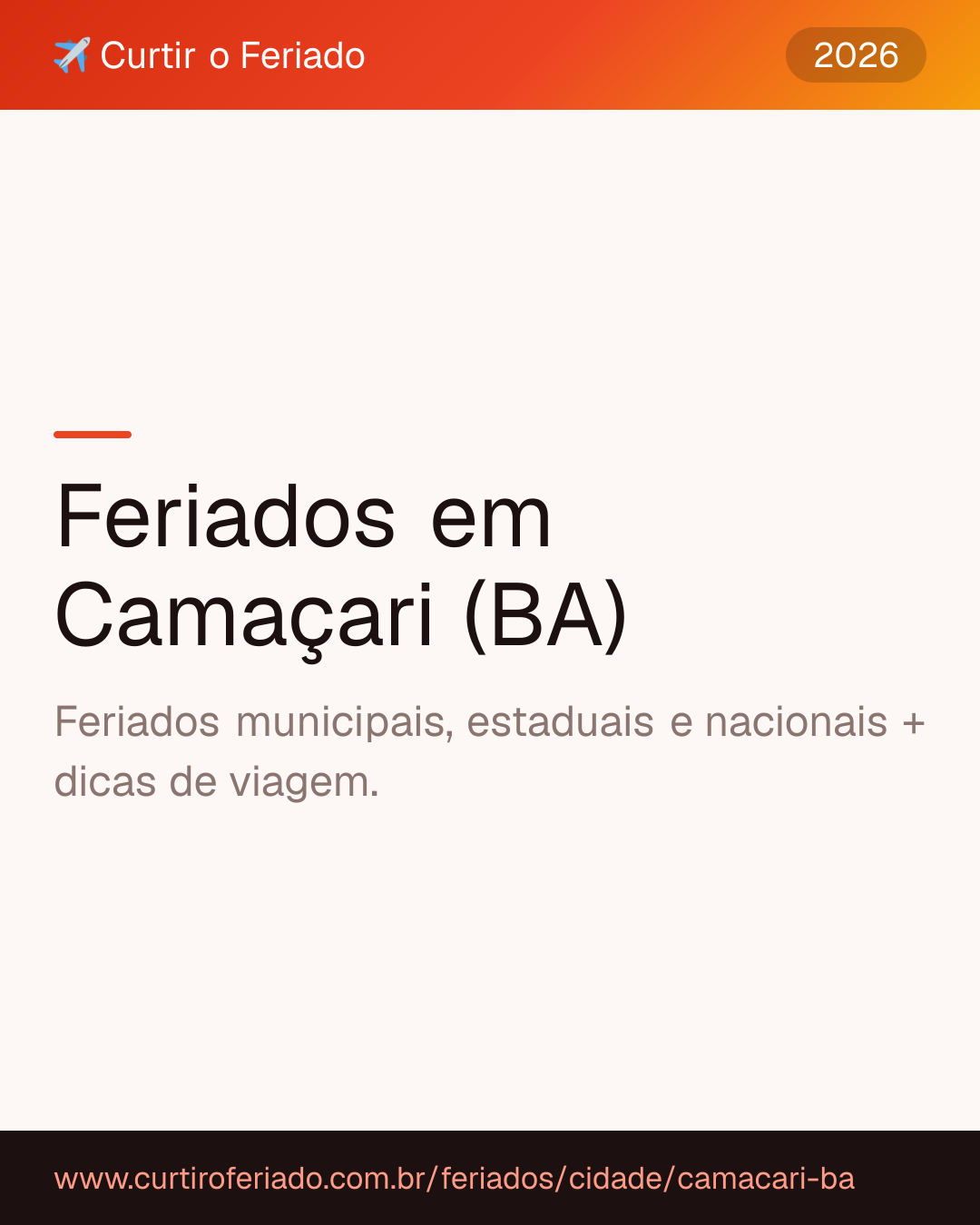 Feriados em Camaçari (BA) — Curtir o Feriado (https://www.curtiroferiado.com.br/feriados/cidade/camacari-ba)